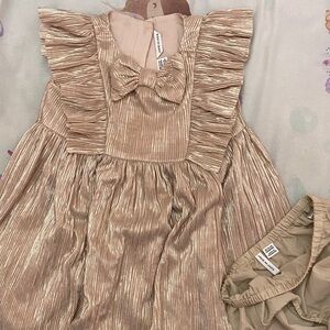 Janie and Jack Metallic Rose Gold Dress with Bow